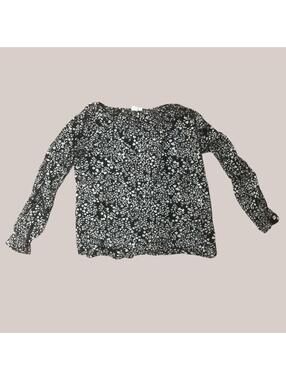 Gap Black & White Floral Long Sleeve Top – Size Small